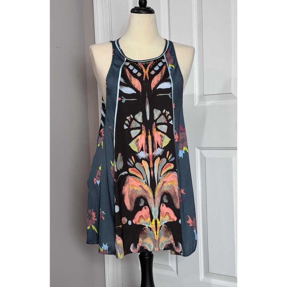 Free People Sz M Dream Free Printed Tunic Dress Open Side Boho Festival